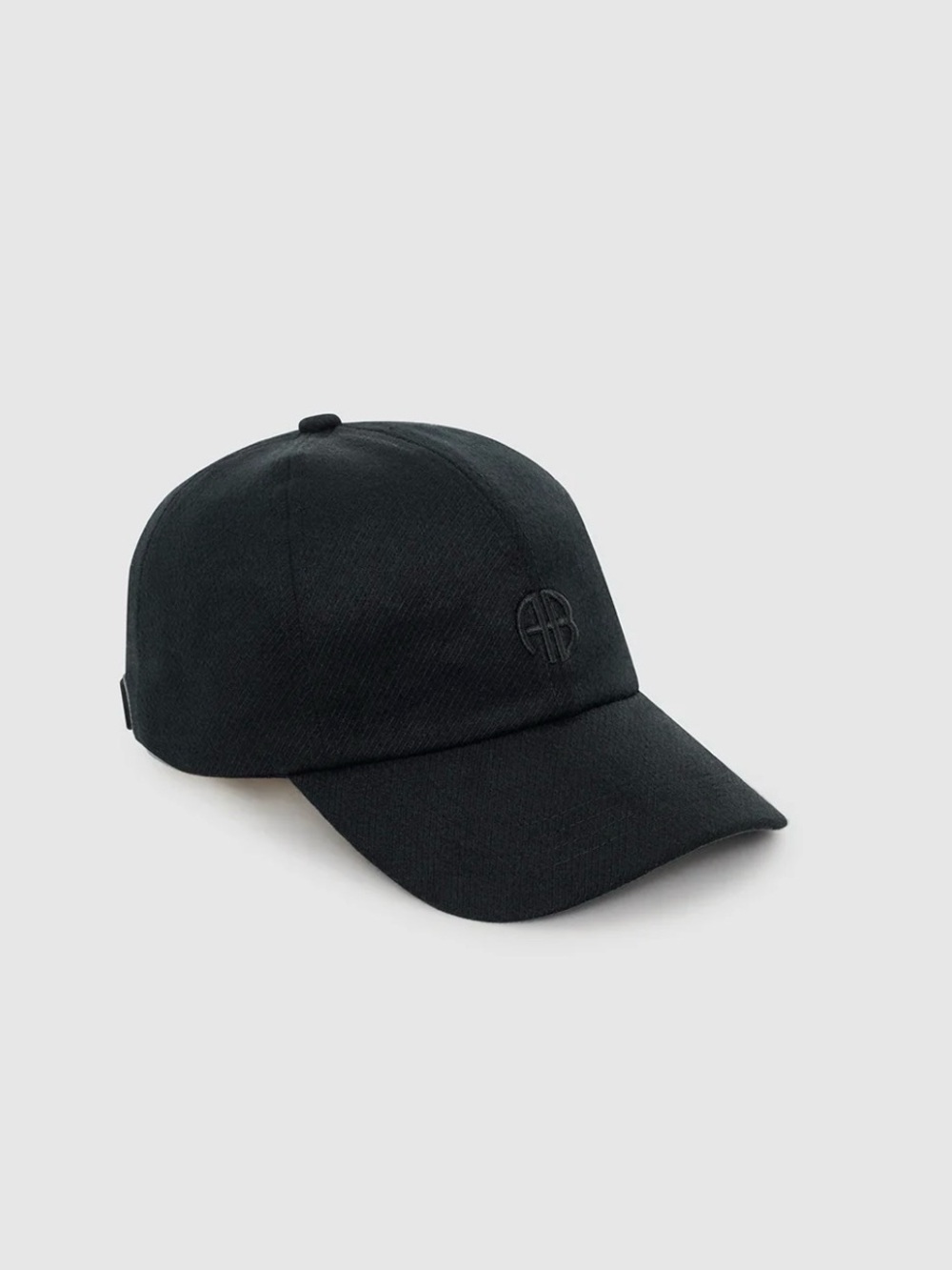 Anine Bing Jeremy Wool Black Embroidered Logo Baseball Cap